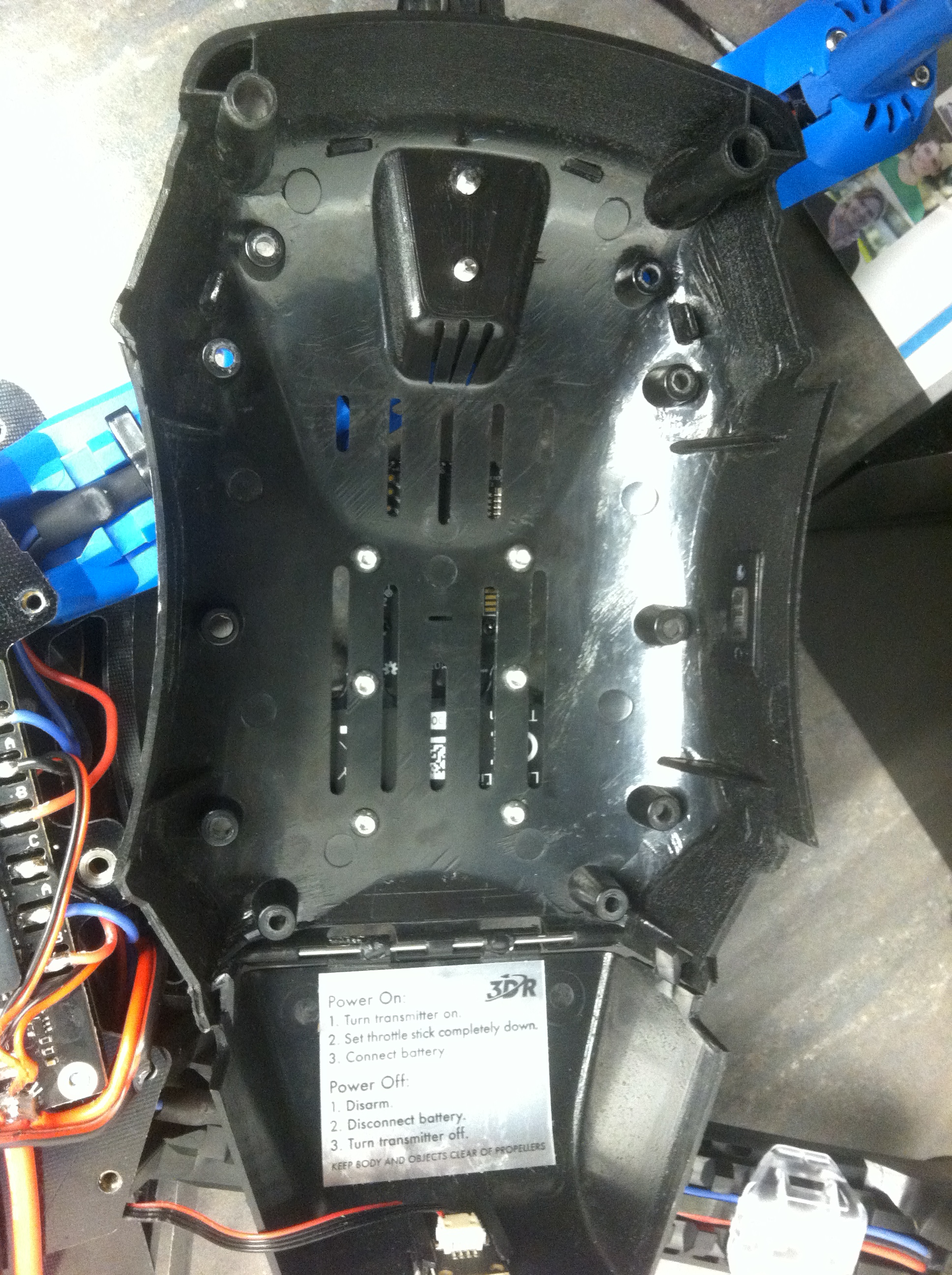 Sensors mounted - view from inside of the frame