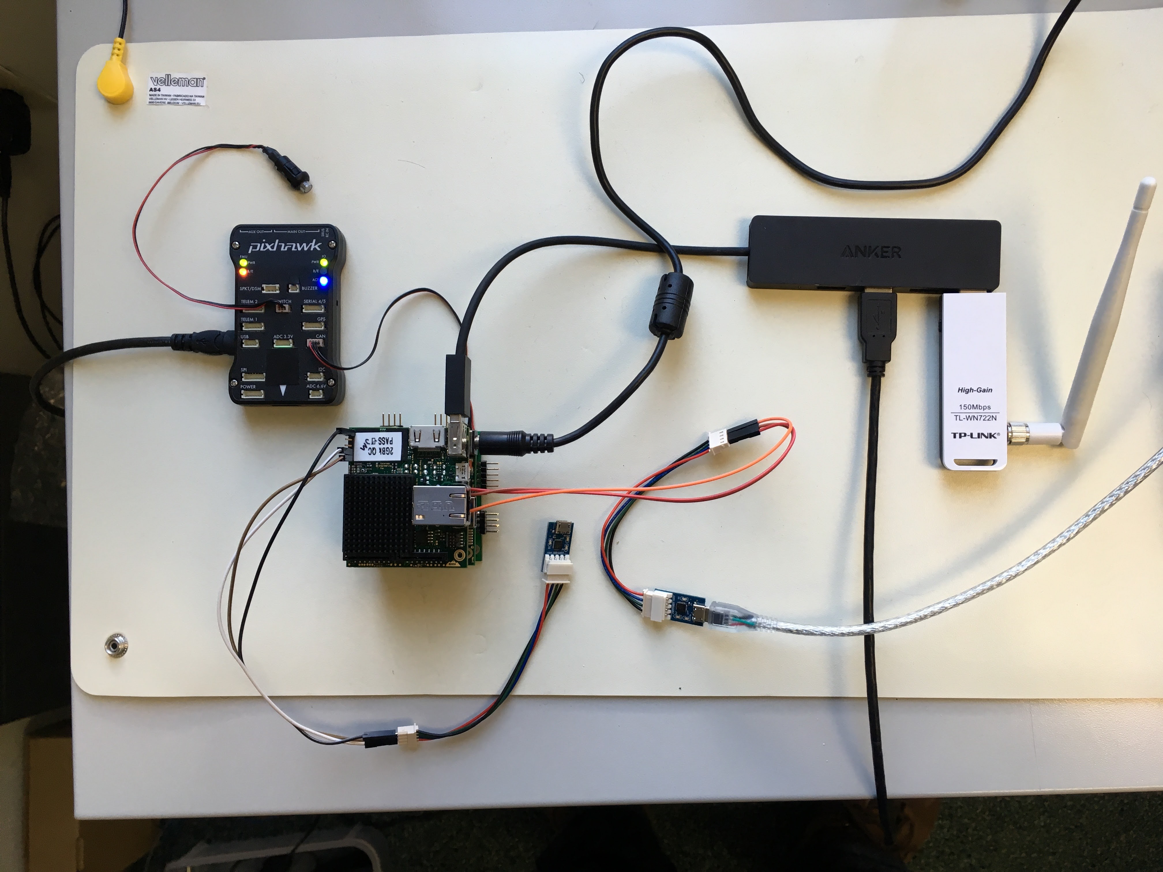Test demo setup: Pixhawk and TK1