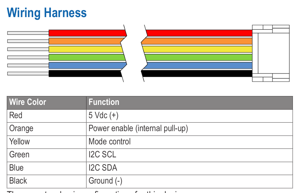 Lidar lite wiring harness